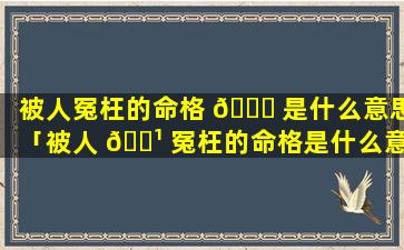 被人冤枉的命格 🍁 是什么意思「被人 🌹 冤枉的命格是什么意思呀」